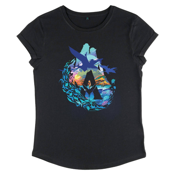 Twentieth Century Fox Avatar: The Way of Water - AVATAR SCENIC FLYBY Women's Rolled-sleeve T-Shirt