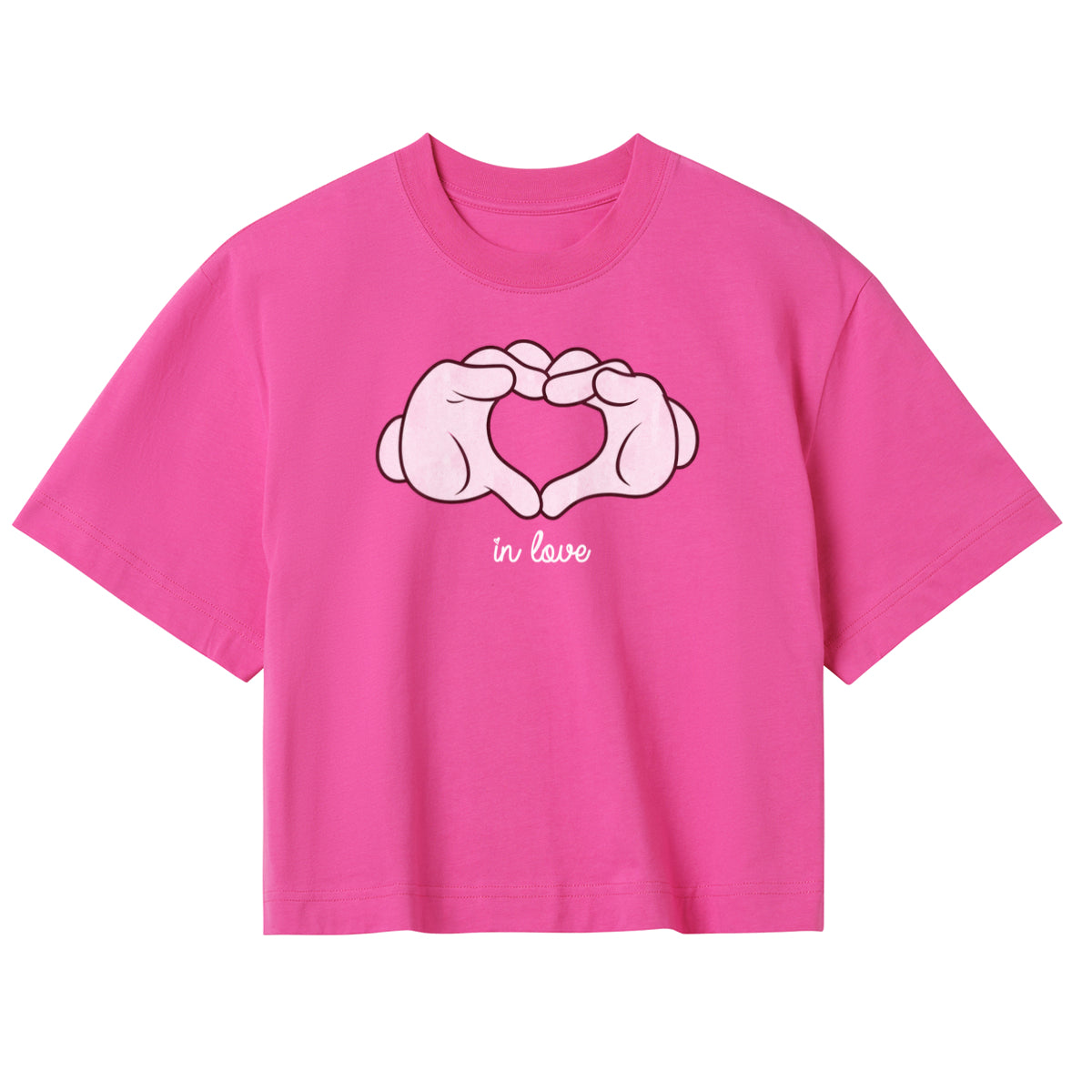 Mickey Zkrácené Dámské Triko (Valentine's Day Glove Heart Women's Cropped T-Shirt)