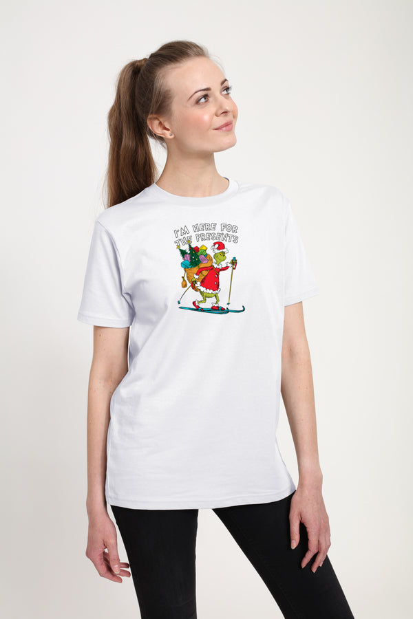 The Grinch Tričko Unisex (Here For The Presents Graphic)