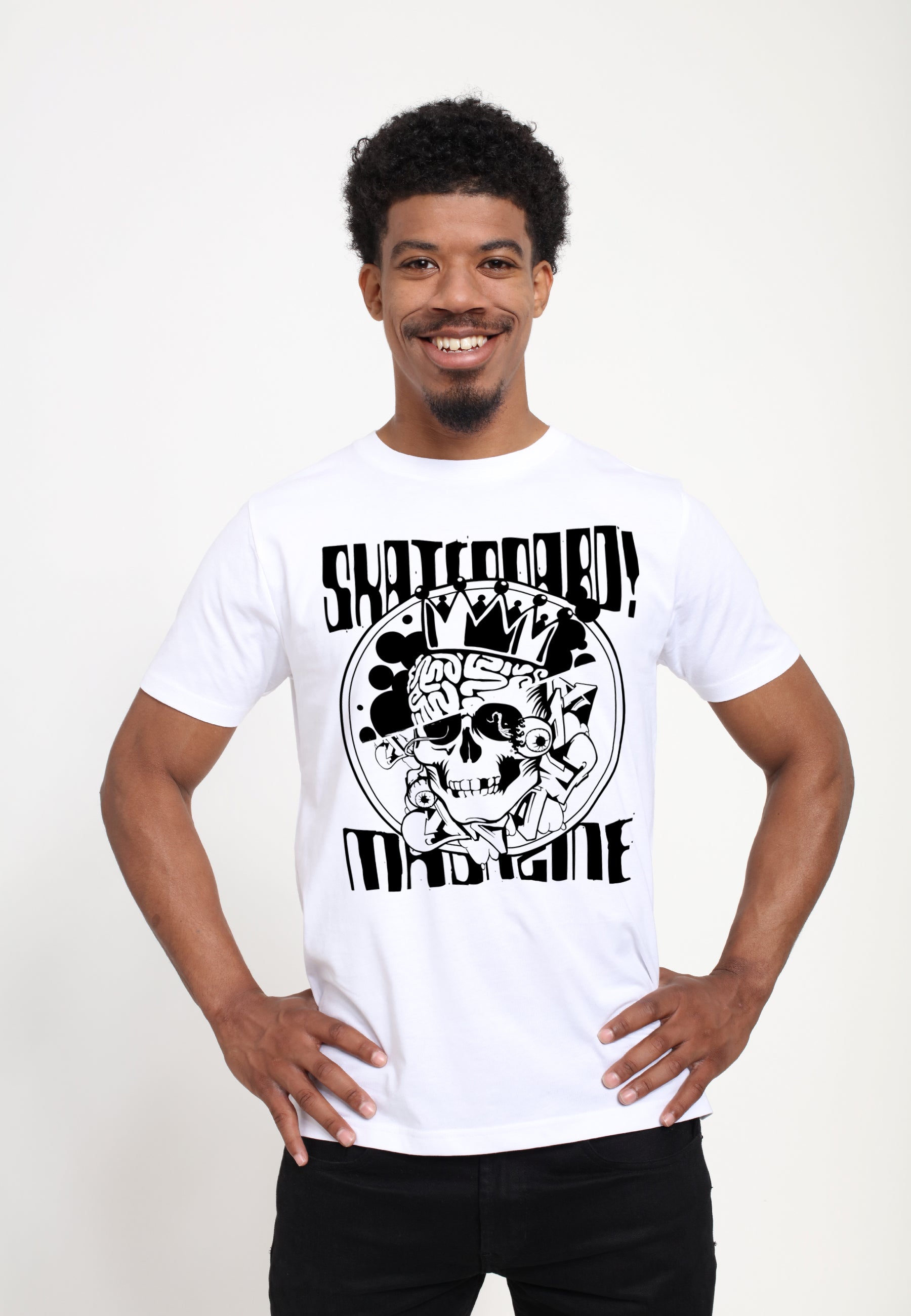 Skateboard Magazín Bílé Triko (Skateboard Magazine - Skull White T-shirt)