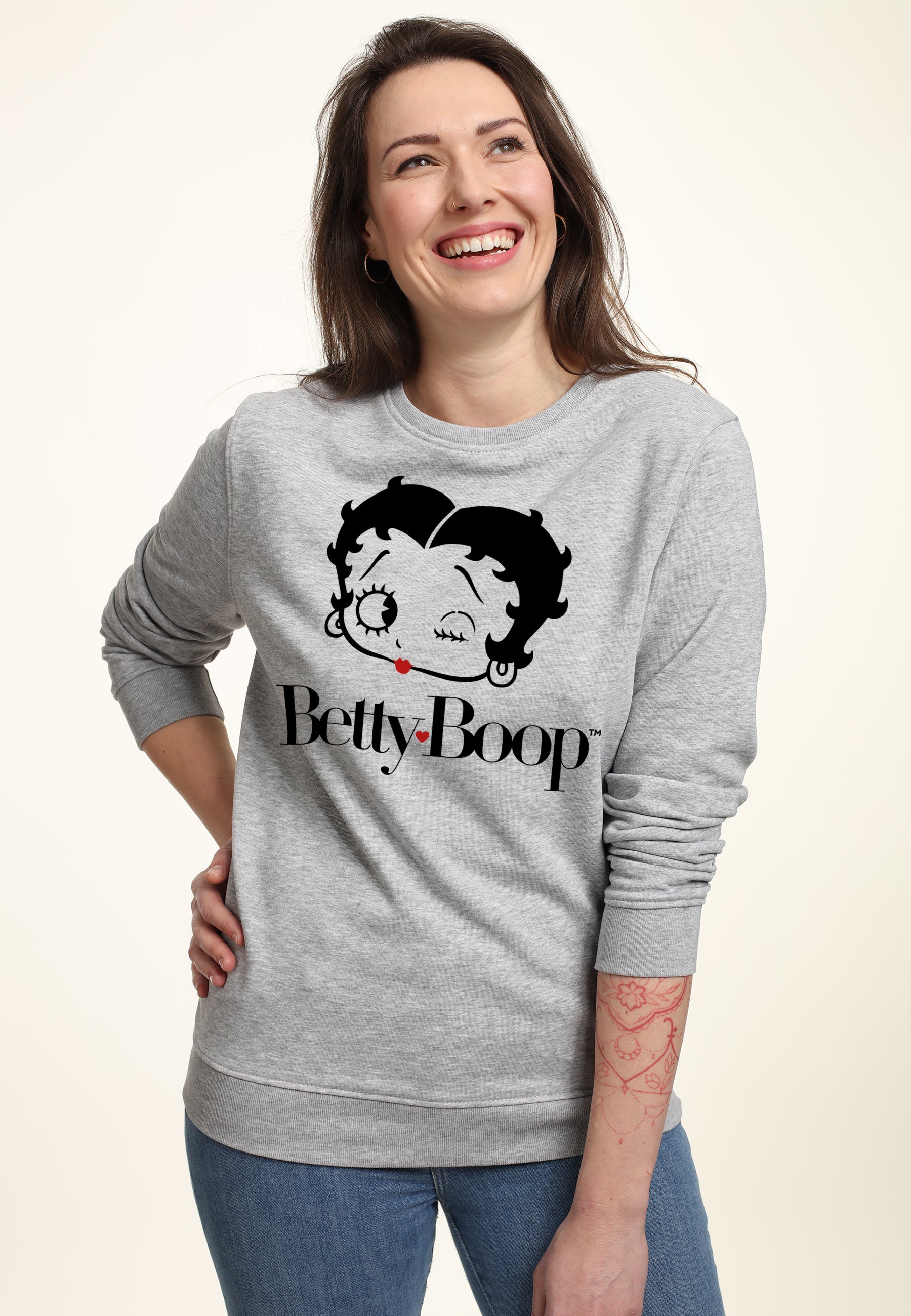 Betty Boop Šedivá Mikina (Betty Boop Grey Sweatshirt)