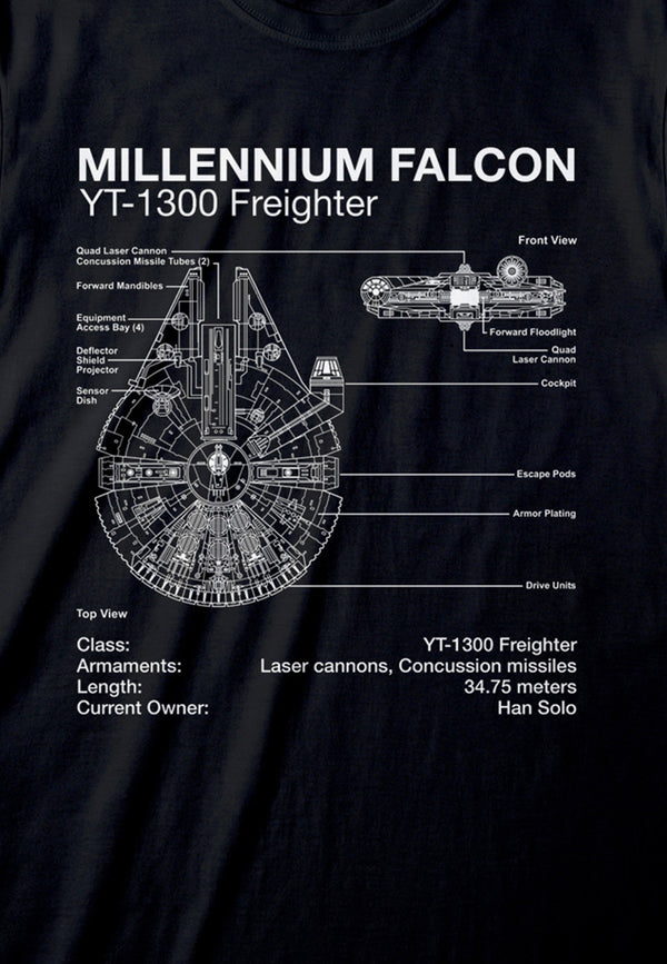 Hvězdné Války Tričko (Star Wars - Millenium Falcon Sketch T-shirt)