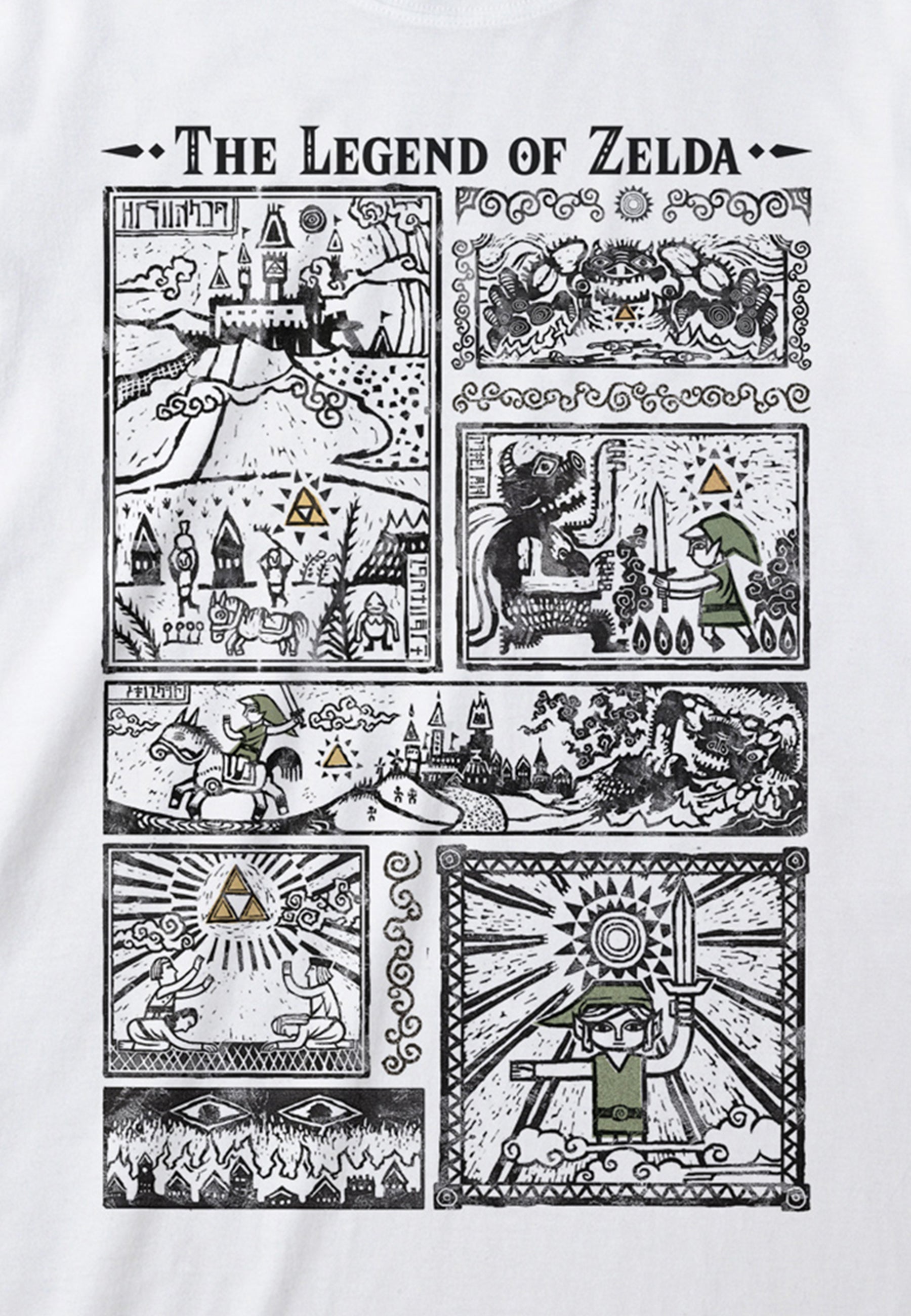 Legenda o Zelde Bíle Tričko (Legend Of Zelda - Drawings T-shirt)