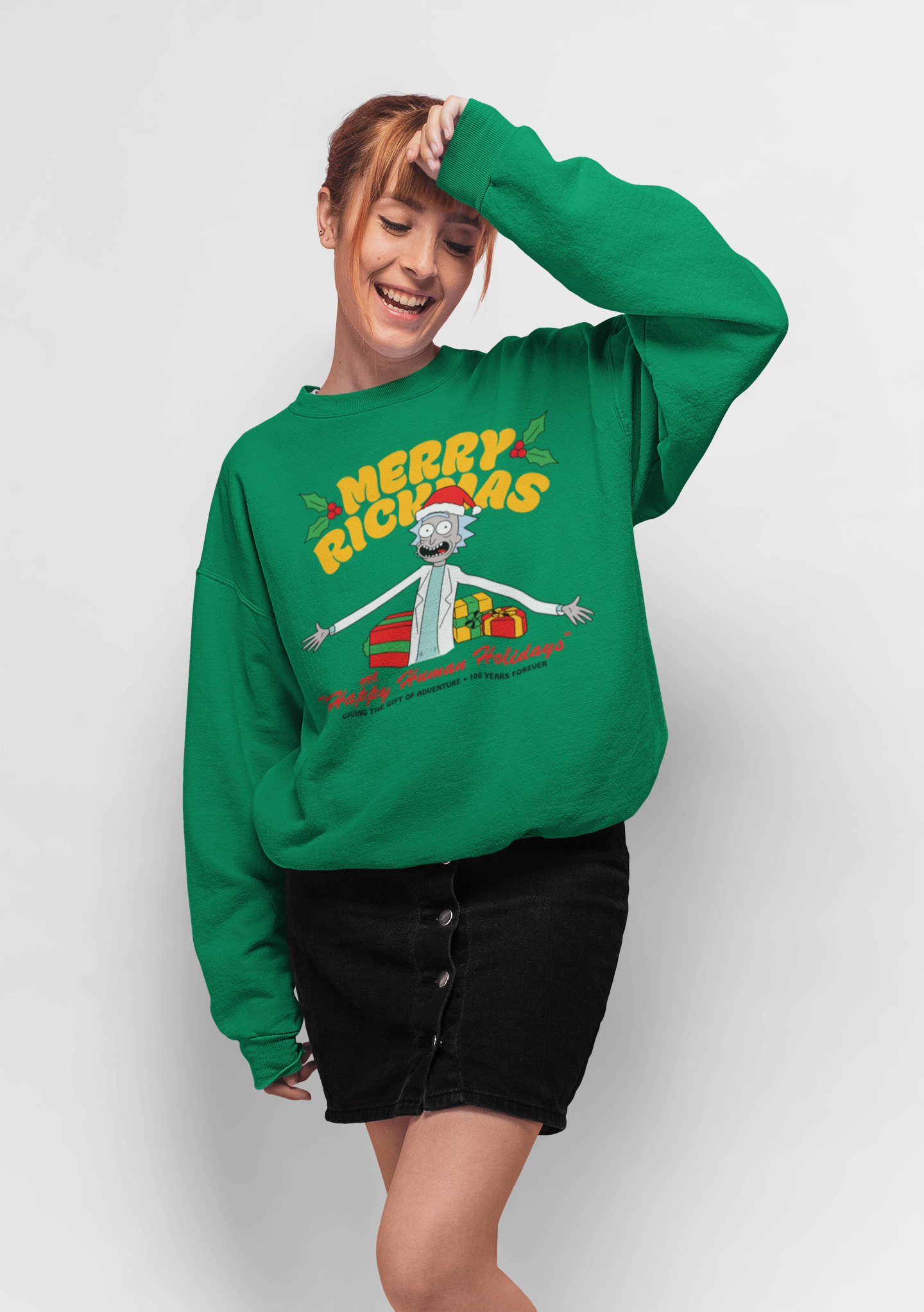 Rick and Morty Vánočn Mikina (Rick and Morty Happy Human Holidays Sweatshirt)