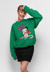 Betty Boop Zelená Mikina (Betty Boop Candy Cane Sweatshirt)