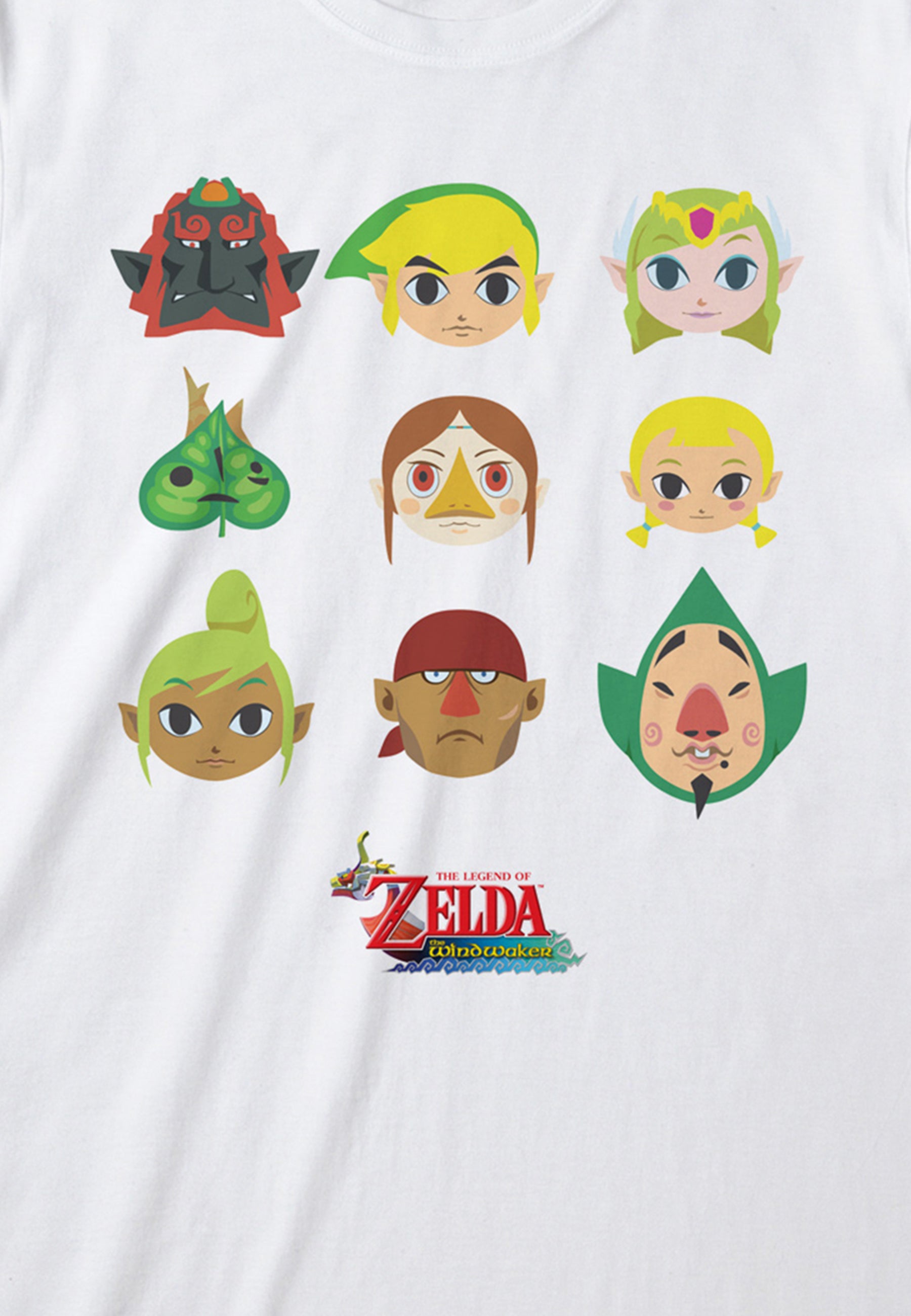 Legenda o Zeldě Bílé Tričko (Legend Of Zelda - Wind Waker Faces T-shirt)